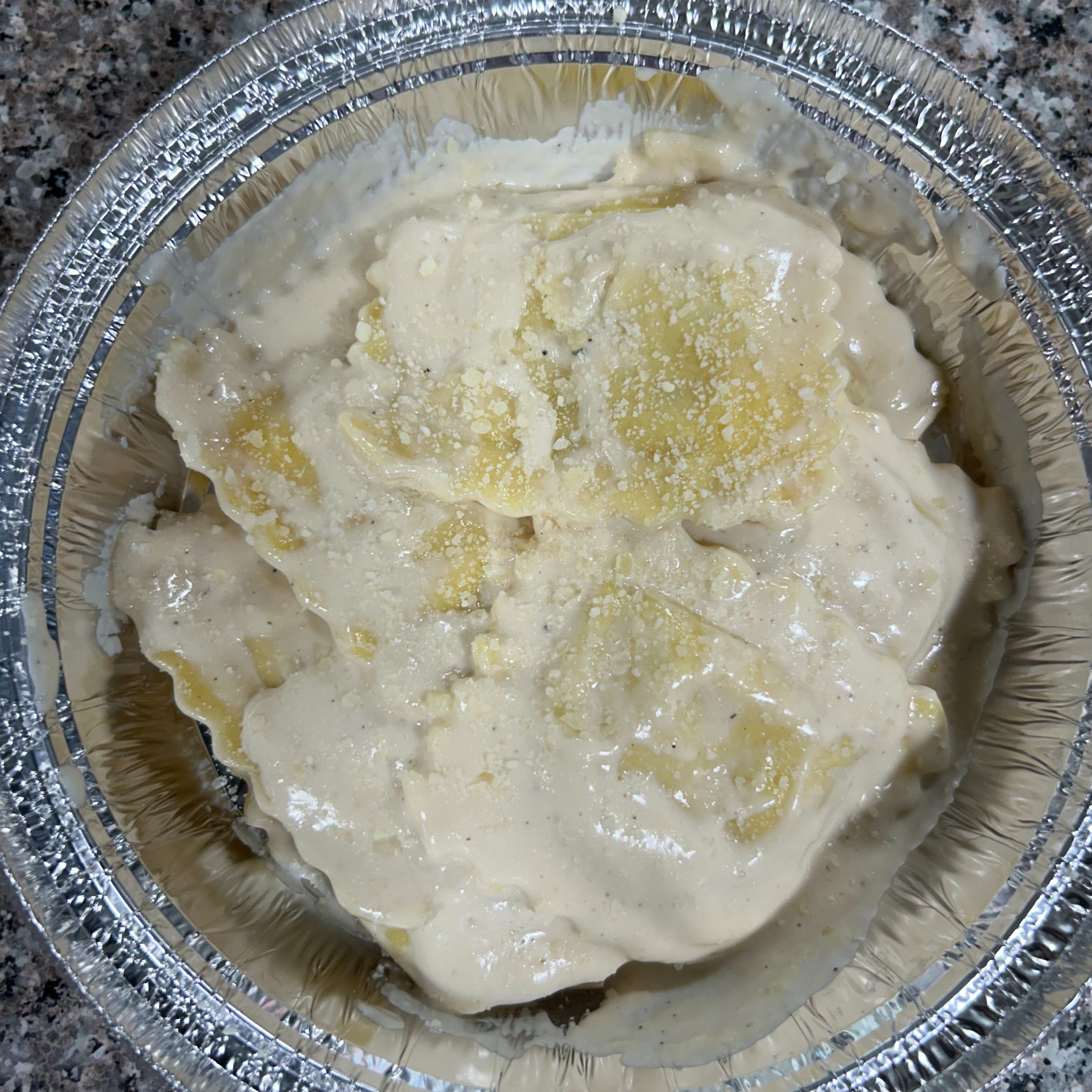 Ravioli & Alfredo Sauce.