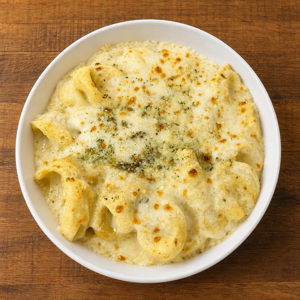 Meat Tortellini with Alfredo Sauce.
