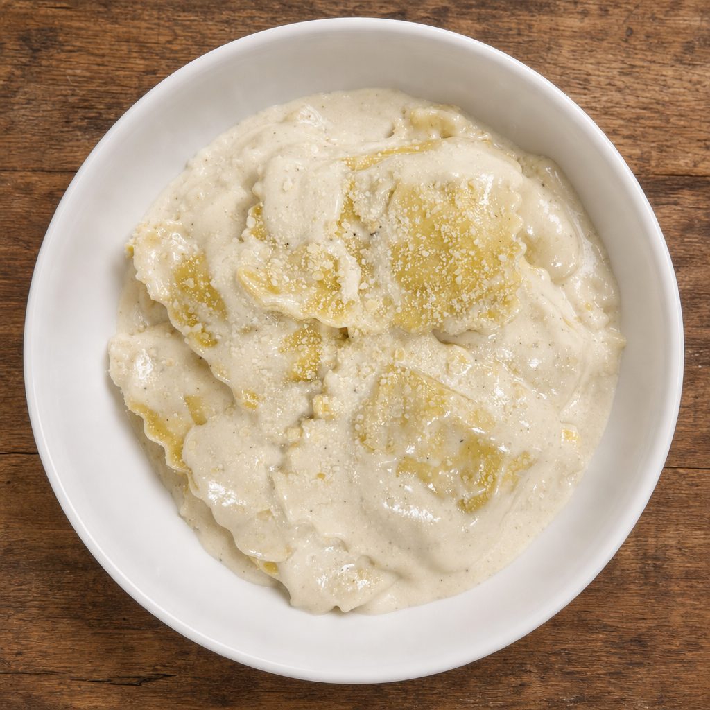 Ravioli & Alfredo Sauce.